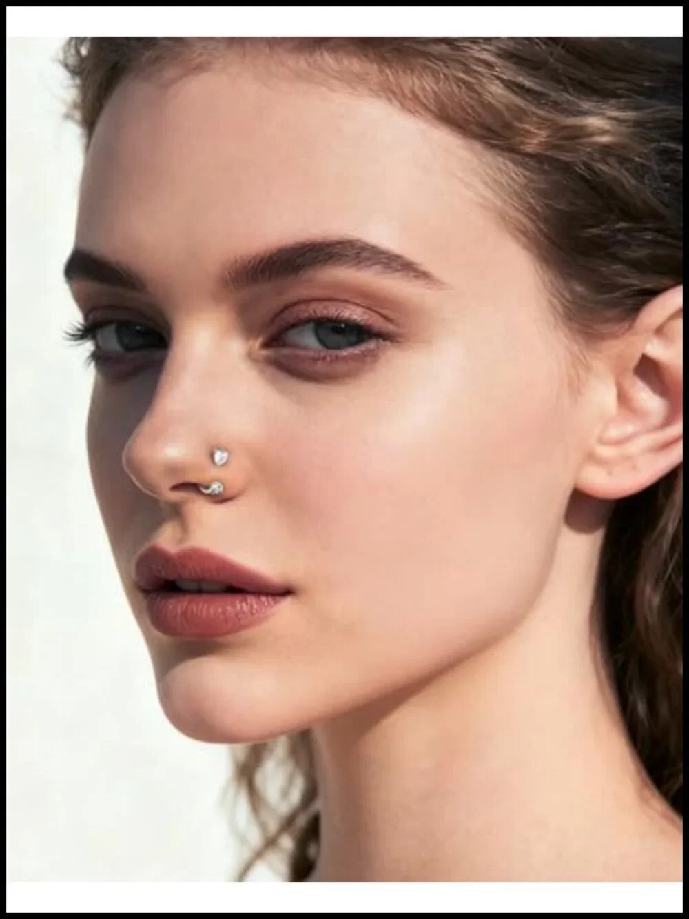 20G Heart Horseshoe Nose Ring 316L Surgical Steel Threadless Push Pin Piercing